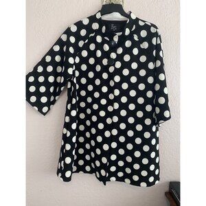 Beni Vie Lagenlook Tunic Jacket Black&White Polka Dot Size L
